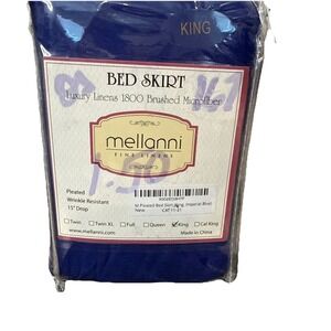 Mellanni Bed Skirt 15" Tailored Drop Pleated Bed Skirt King Imperial Blue New